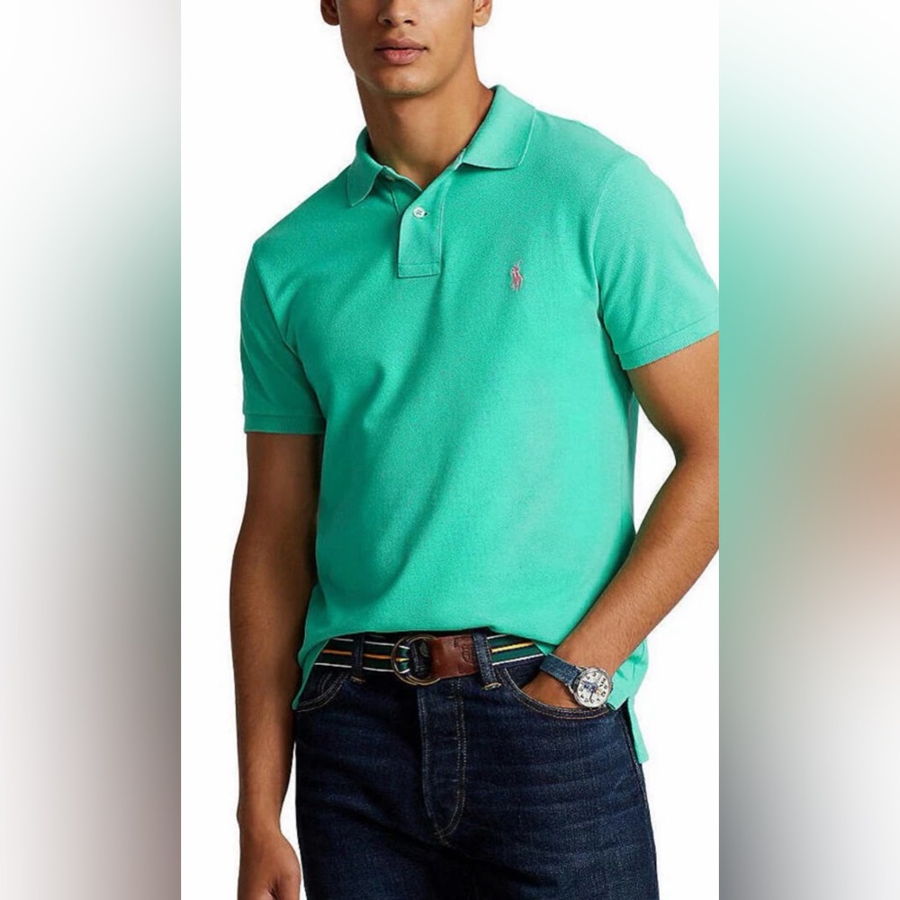 Polo Ralph Lauren Pique Polo Sunset Green Turquoise Size XL